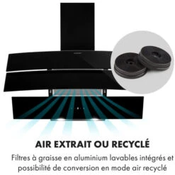 Antonia Hotte Murale 90cm 350m³/h Panneau Tactile Classe B Noir -Chauffe Soldes 20110810 3