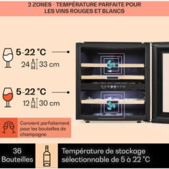 Vinsider 36 Réfrigérateur à Vin 2 zones De Refroidissement 5-22 °C 85l Acier Inoxydable -Chauffe Soldes 22845253 3
