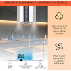 Beretta Hotte îlot 650m³/h 3 Vitesses Filtres Inclus Classe C - Inox -Chauffe Soldes 22845263 3