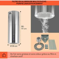 Beretta Hotte îlot 650m³/h 3 Vitesses Filtres Inclus Classe C - Inox -Chauffe Soldes 22845263 5