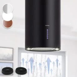 Klarstein Beretta Hotte îlot 650m³/h 3 Vitesses Filtres Inclus Classe C - Noir