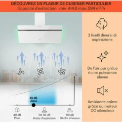 Alina Hotte Aspirante 90 Cm 600 M³/h Classe A - Design Verre Blanc 9 Alina Hotte Aspirante 90 Cm 600 M³/h Classe A - Design Verre Blanc -Chauffe Soldes 22845326 3