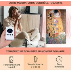 Wonderwall Air Art Kuss Radiateur Infrarouge 60 X 101 Cm 600 W Installation Murale -Chauffe Soldes 22845376 3