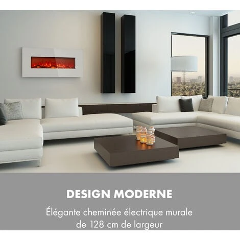 Lausanne Long Cheminée électrique 1600W 128cm Télécommande Blanc 4 Lausanne Long Cheminée électrique 1600W 128cm Télécommande Blanc - Image 2