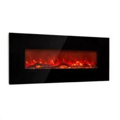 Lausanne Long Cheminée électrique 1600W 128cm Télécommande Noir