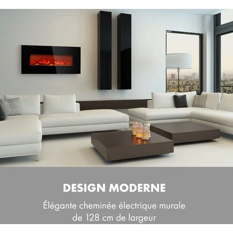 Lausanne Long Cheminée électrique 1600W 128cm Télécommande Noir 4 Lausanne Long Cheminée électrique 1600W 128cm Télécommande Noir - Image 2