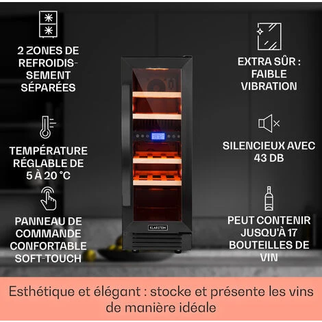 Vinovilla 17 Cave à Vin Duo Encastrable 53 L 17 Bouteilles 3 Couleurs Porte Vitrée 4 Vinovilla 17 Cave à Vin Duo Encastrable 53 L 17 Bouteilles 3 Couleurs Porte Vitrée - Image 2