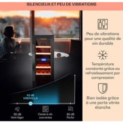 Vinovilla 17 Cave à Vin Duo Encastrable 53 L 17 Bouteilles 3 Couleurs Porte Vitrée 10 Vinovilla 17 Cave à Vin Duo Encastrable 53 L 17 Bouteilles 3 Couleurs Porte Vitrée -Chauffe Soldes 23123797 4