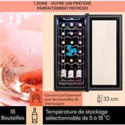 Shiraz 18 Slim Uno Cave à Vin 50 L 18 Bt. Panneau De Contrôle Tactile 5-18° C -Chauffe Soldes 23516005 3