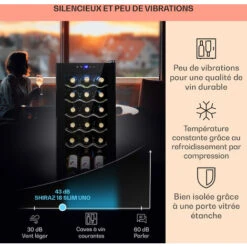 Shiraz 18 Slim Uno Cave à Vin 50 L 18 Bt. Panneau De Contrôle Tactile 5-18° C -Chauffe Soldes 23516005 4