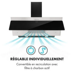 Alessia Hotte Aspirante Hotte Inclinée 350 M³/h Push Control Noir -Chauffe Soldes 25990463 4