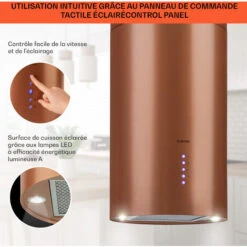 Klarstein Beretta Hotte îlot Ø49,5 Cm Extraction / Recyclage D'air 650 M³ / H LED Cuivre -Chauffe Soldes 26926051 4