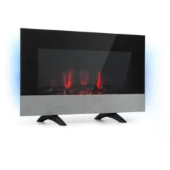 Basel Baseline Cheminée électrique 2000 W 2 Vitesses Thermostat Verre Inox