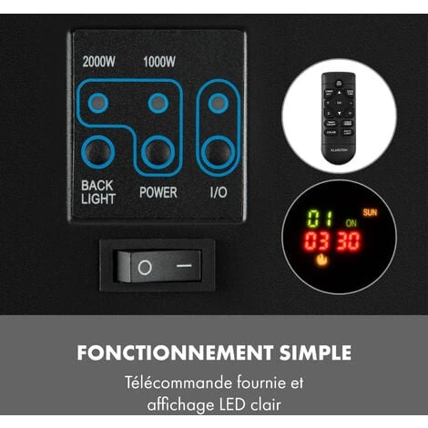 Basel Baseline Cheminée électrique 2000 W 2 Vitesses Thermostat Verre Inox 6 Basel Baseline Cheminée électrique 2000 W 2 Vitesses Thermostat Verre Inox - Image 4