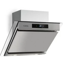 Klarstein Balzac Silent 60 Hotte Aspirante Inclinée 60cm , Débit 604 M³/h , 47 Db , Panneau De Commande Tactile , éclairage Led , Classe A - Argent