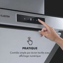 Klarstein Balzac Silent 60 Hotte Aspirante Inclinée 60cm , Débit 604 M³/h , 47 Db , Panneau De Commande Tactile , éclairage Led , Classe A - Argent -Chauffe Soldes 28905512 4