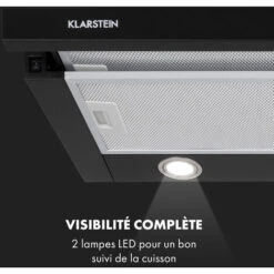 Klarstein Mariana 60 - Hotte Tiroir Télescopique 60cm - Extraction 500 M³/h - éclairage Led - 3 Vitesses - Noir -Chauffe Soldes 30541316 5