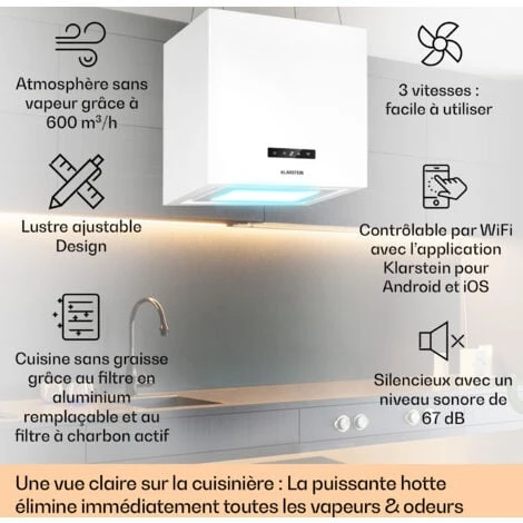 Kronleuchter Smart Hotte Aspirante îlot 595m³ / H Panneau LED Contrôle Par Application 4 Kronleuchter Smart Hotte Aspirante îlot 595m³ / H Panneau LED Contrôle Par Application - Image 2