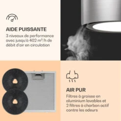 Skyfall Smart Hotte Pour îlot De Cuisine Ø45 cm Recirculation De L'air 402 m³/h LED -Chauffe Soldes 46754989 5