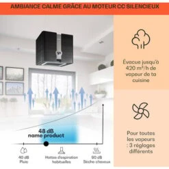 Futurelight Smart Hotte D'îlot à Recyclage D'air 420 m³/h LED Acier Inoxydable -Chauffe Soldes 50821639 3