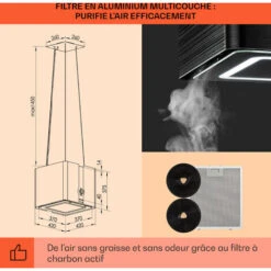 Futurelight Smart Hotte D'îlot à Recyclage D'air 420 m³/h LED Acier Inoxydable -Chauffe Soldes 50821639 5