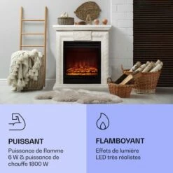 Frosty Peak Cheminée électrique 1800 W Fonction Chauffage 10 à 30 °C Télécommande -Chauffe Soldes 55658498 4