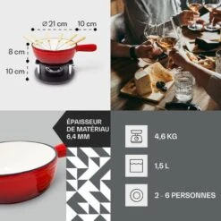 Service à Fondue Holsten Pot De Poêle à Brûler 6 Fourchettes 1,5 L En Fonte -Chauffe Soldes 60474714 4