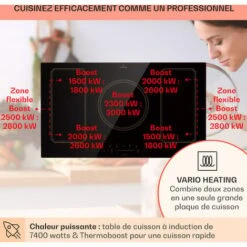 Plaque De Cuisson à Induction - Victoria 5 Flex - Encastrable 7400 W 2 Zones Flex Minuterie - Noir -Chauffe Soldes 81978024 3