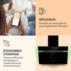 Hotte Aspirante - Klarstein Alina 60 Smart - 594 M³/h Led Lumière D'ambiance - Noir -Chauffe Soldes 81978036 3