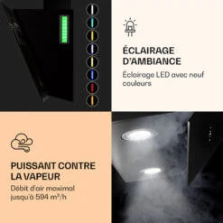 Hotte Aspirante - Klarstein Alina 60 Smart - 594 M³/h Led Lumière D'ambiance - Noir -Chauffe Soldes 81978036 5