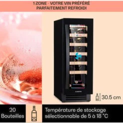 Cave à Vin Encastrable - Vinovilla 20 - 50 L / 20 Bouteilles Porte Vitrée Acier Inoxydable - Noir -Chauffe Soldes 81978044 3