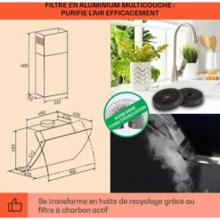 Hotte Aspirante - Klarstein Clara 90 Verre 509 M³/h Touch Lumière D'ambiance - Noir -Chauffe Soldes 81978060 5