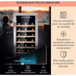 Cave à Vin - Klarstein Vinamour 38 Uno - à Compression - 1 Zone - 94 L - / 38 Bouteilles - 5 - 18 °C - 41 DB -Chauffe Soldes 82701309 4