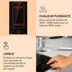 Plaque De Cuisson - Klarstein Victoria Domino - à Induction Encastrable 3500 W - Minuterie - Noir -Chauffe Soldes 87083847 4