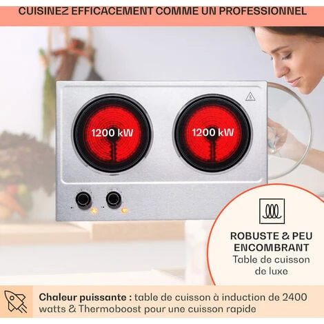 Plaque De Cuisson Double - Klarstein Ramsey - 2400w - 11 Niveaux - Vitrocéramique - Argent 5 Plaque De Cuisson Double - Klarstein Ramsey - 2400w - 11 Niveaux - Vitrocéramique - Argent - Image 3