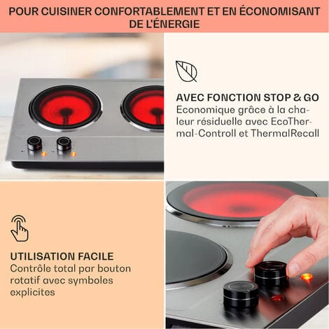 Plaque De Cuisson Double - Klarstein Ramsey - 2400w - 11 Niveaux - Vitrocéramique - Argent 6 Plaque De Cuisson Double - Klarstein Ramsey - 2400w - 11 Niveaux - Vitrocéramique - Argent - Image 4