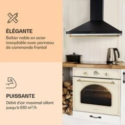 Klarstein Hotte Aspirante Cuisine 9 Cm, Hotte Cheminée Avec Filtres à Charbon, 61m³/h, 165W, Hotte De Cuisine En Acier Inoxydable Avec Recirculation, Panneau De Commande, Eclairage LED, Classe A -Chauffe Soldes 90506688 4
